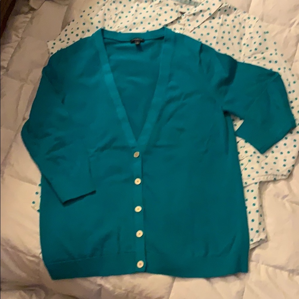 V-neck cardigan.